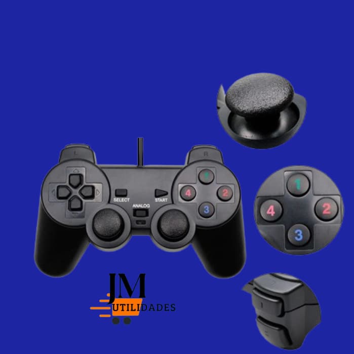 Controle Pc Gamer Usb Com Fio Analógico Joystick Para Computador e Notebook Games Retro Playstation Ps2 Ps3 lukton