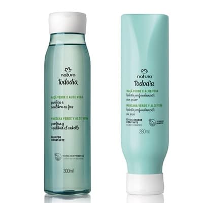 Natura Kit Shampoo 300ml  + Condicionador 280ml Hidratante  Maçã Verde e Aloe Vera  - Tododia