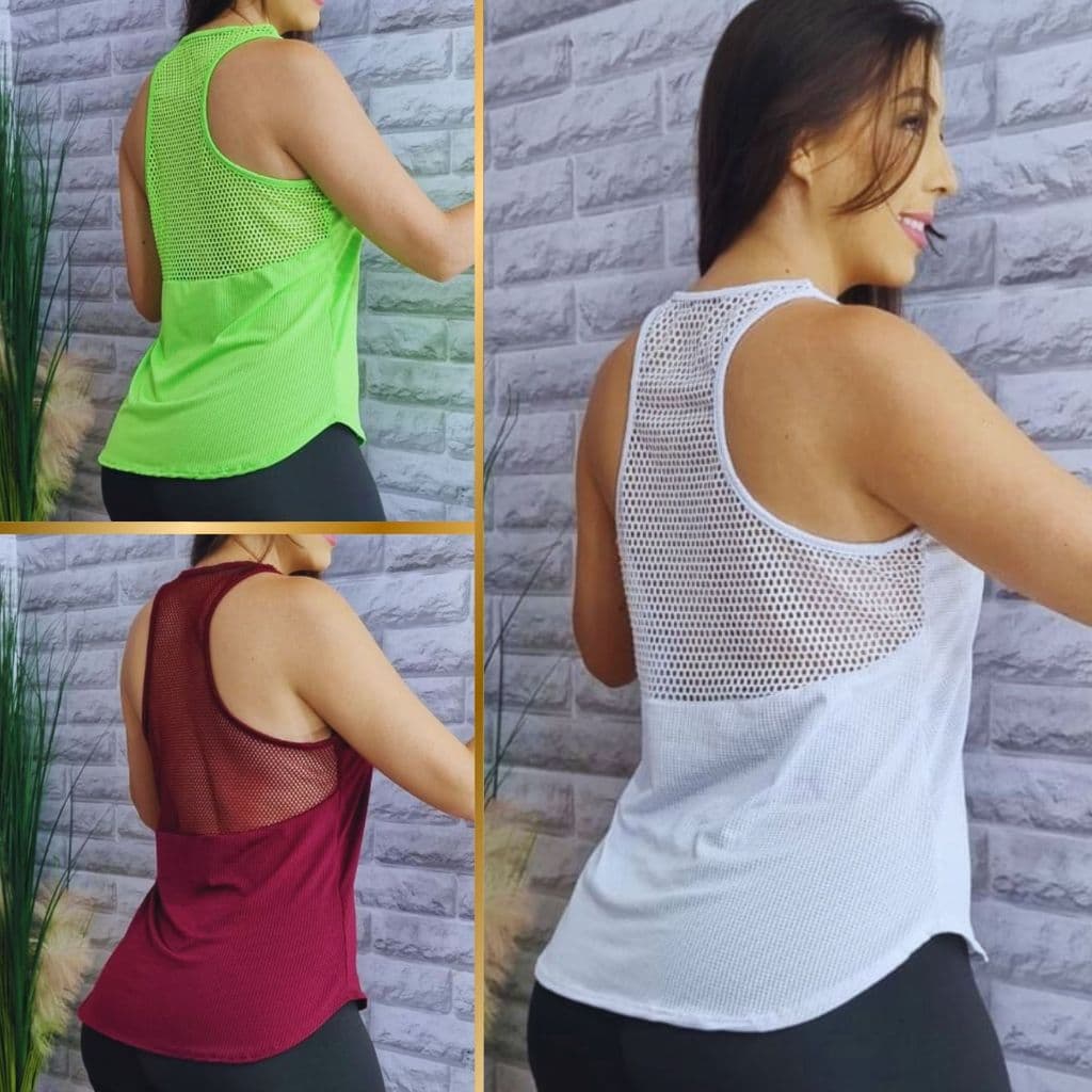 Blusa Academia feminina Costa Telinha) Veste Legging Camisão Tapa Bumbum Camiseta Tule Roupas de Academia Dry Fit Treino