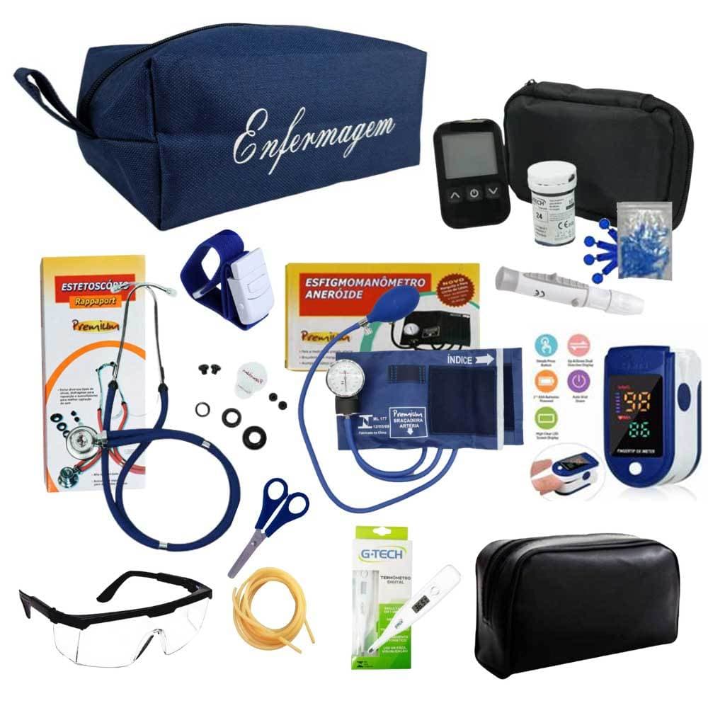 Kit Completo com Necessaire Estojo Personalizado da Enfermagem + Oxímetro de Dedo