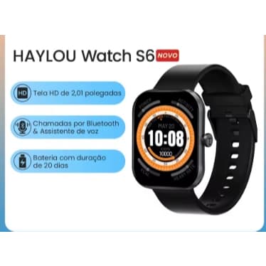 Smartwatch HAYLOU Watch S6 2.01'" HD DISPLAY, Monitoramento de Saúde, IP68 à Prova D'água, Notificaçao