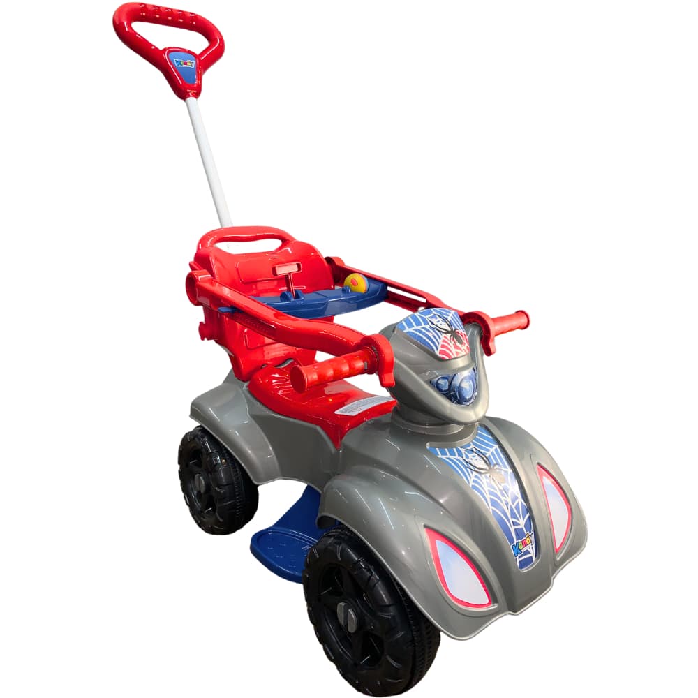 Quadriciclo Spider Menino 1 a 3 anos até 30Kg Motoca Carrinho Passeio - Reforçado e com Ajustes P/ Crianças De Até 100cm