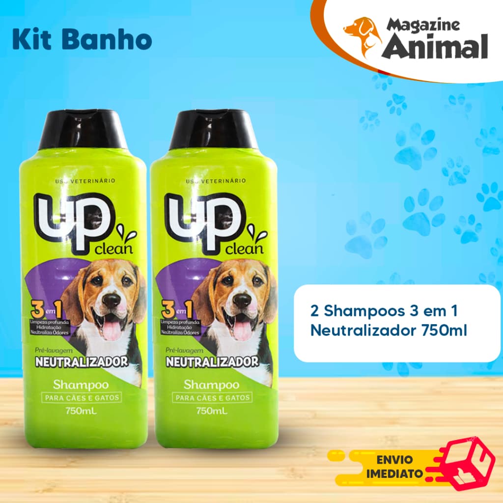 Kit Shampoo Para Cachorro pet Shampoo para cães 2 Shampoo Neutralizador de Odores 750ml UP Clean