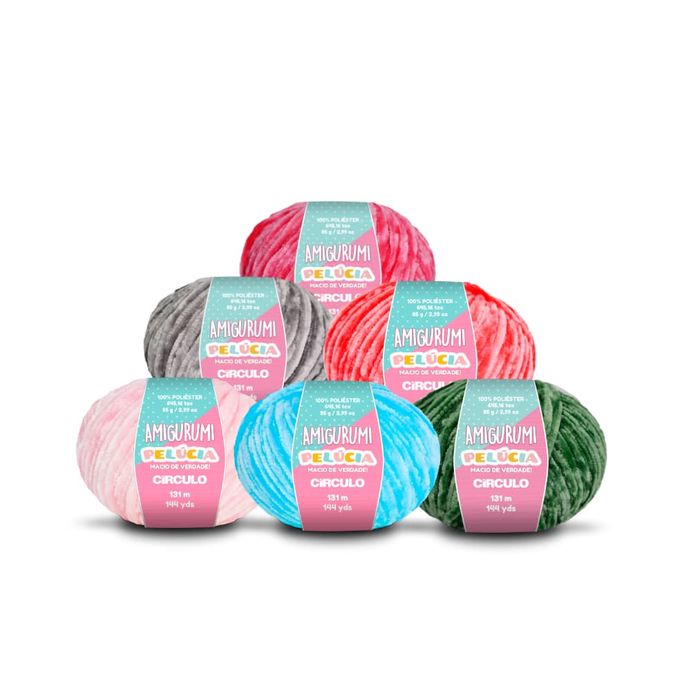 Kit Amigurumi Pelúcia Fio Texturizado para Crochê C/ 7 unidades