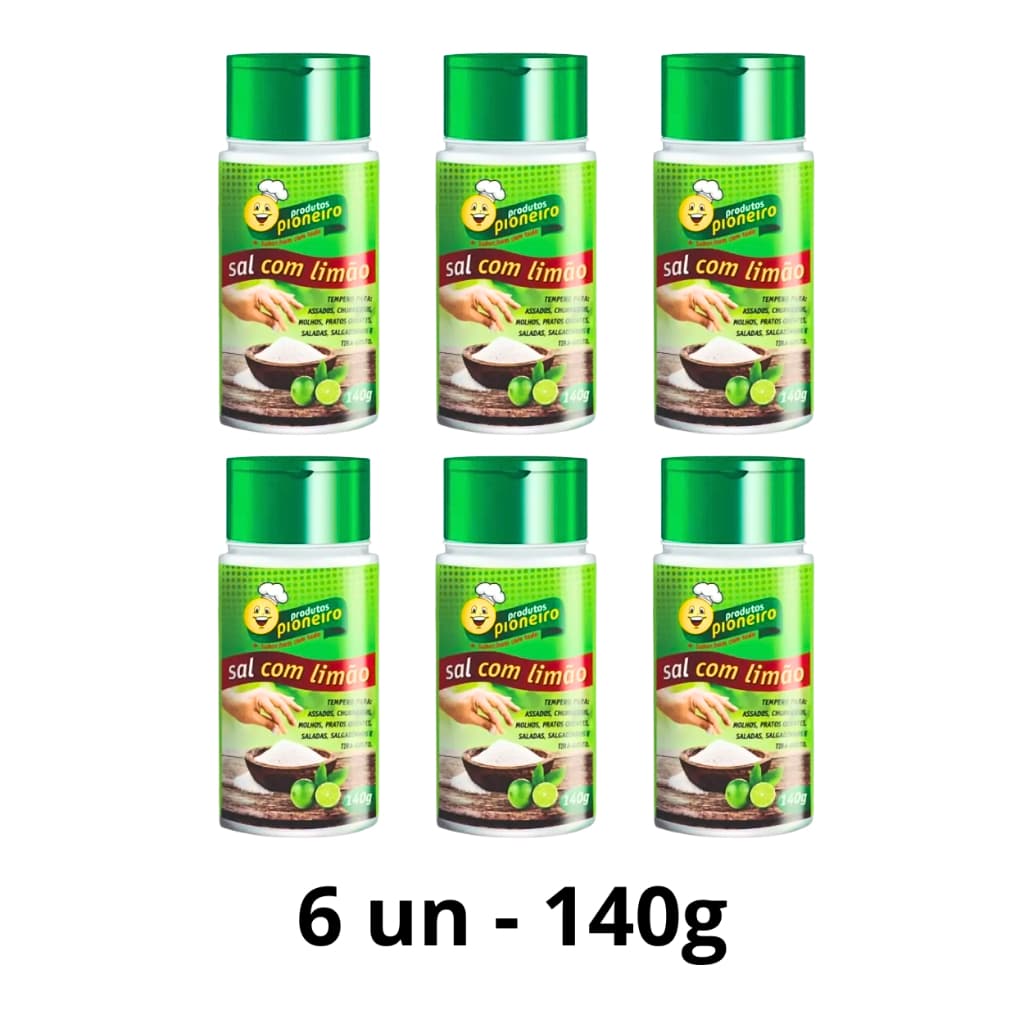 Sal com Limão 6x140g ou 12x140g - Tempero para carnes, temperos para saladas - 140g  PIONEIRO