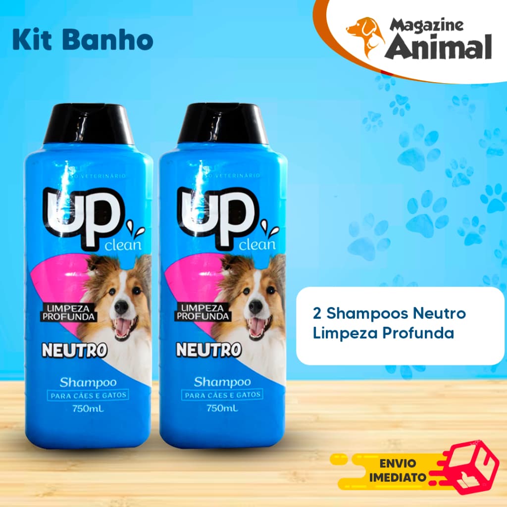 Kit banho Shampoo Para Cachorro pet Shampoo para cães 2 Shampoos Neutro 750ml UP Clean