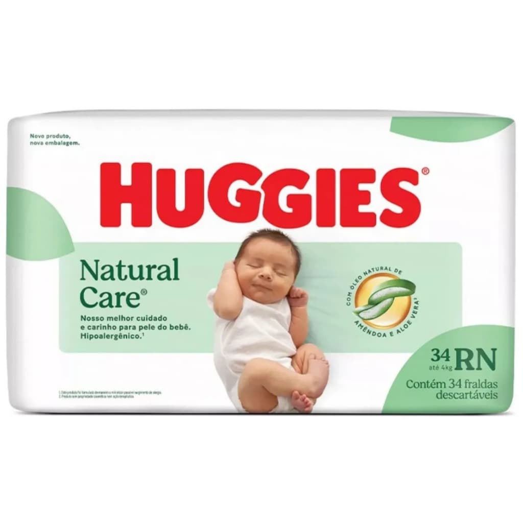 Fraldas Huggies Natural Care Recém-Nascido RN -- Escolha a quantidade