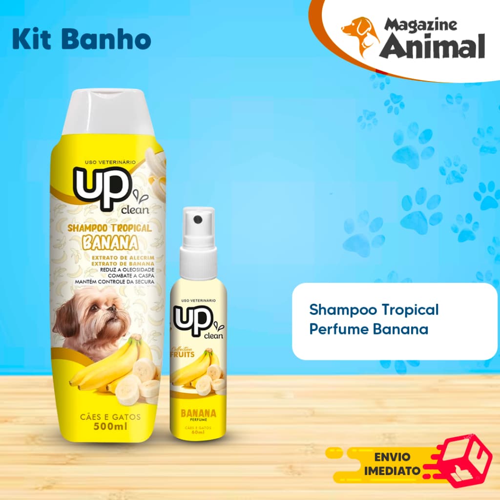 kit Shampoo para cachorro pet Banana 500ml + Perfume para Cachorro Banana 60mL