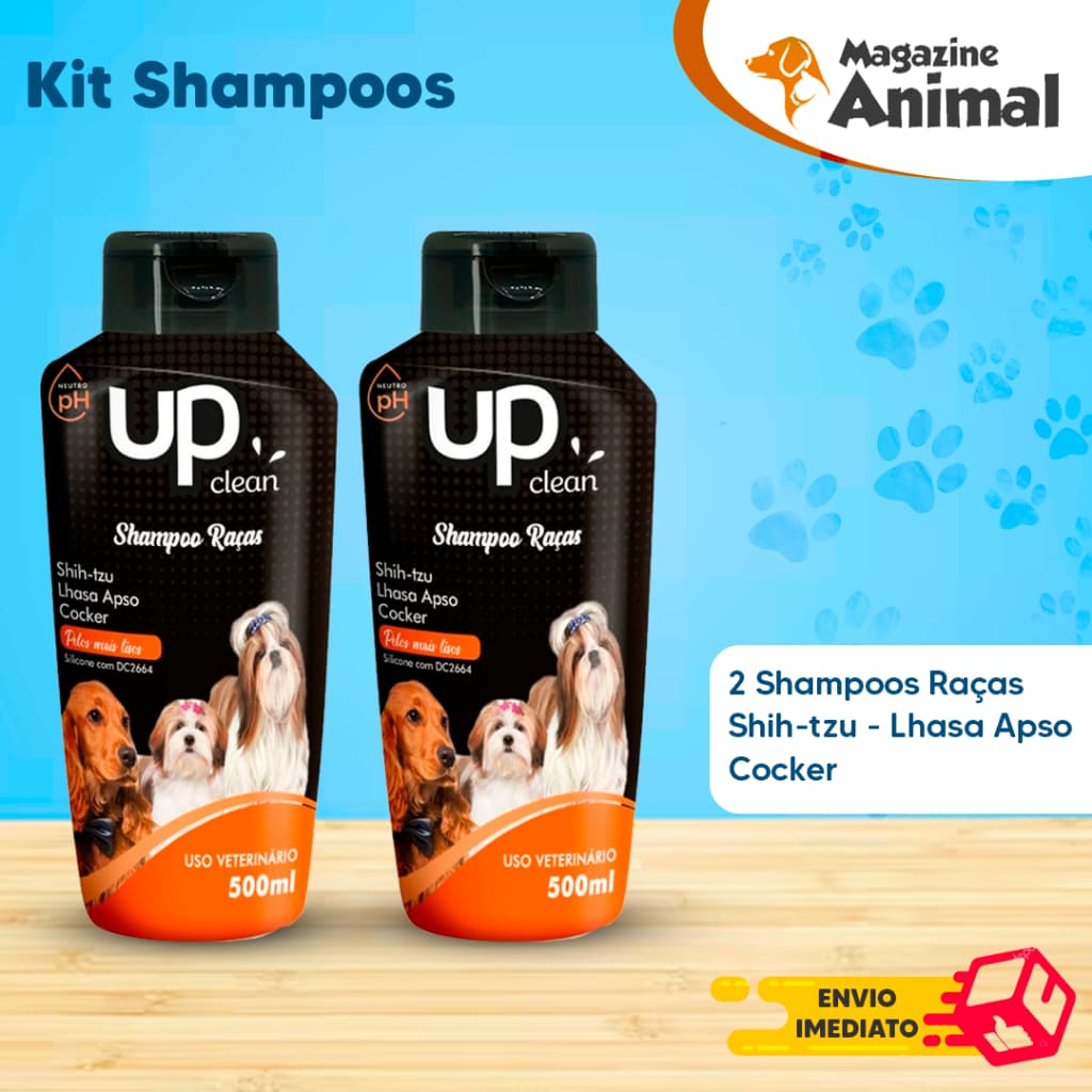 Kit banho Shampoo Para Cachorro pet 2 Shampoo para cães Shih Tzu / Lhasa - Cocker 500ml UP Clean