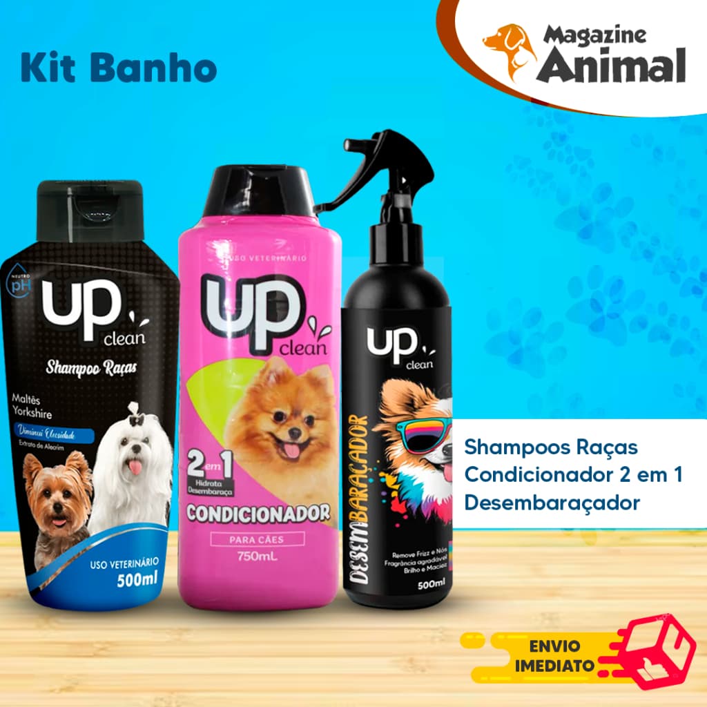 Kit banho Shampoo Para Cachorro Shampoo para cães Maltês - Yorkshire + Desembaraçador+ Condicionador