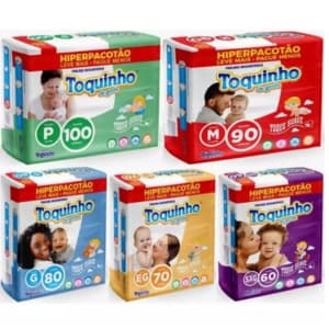 Fraldas Descartáveis Toquinho Toque Suave do tamanho P ao SXG
