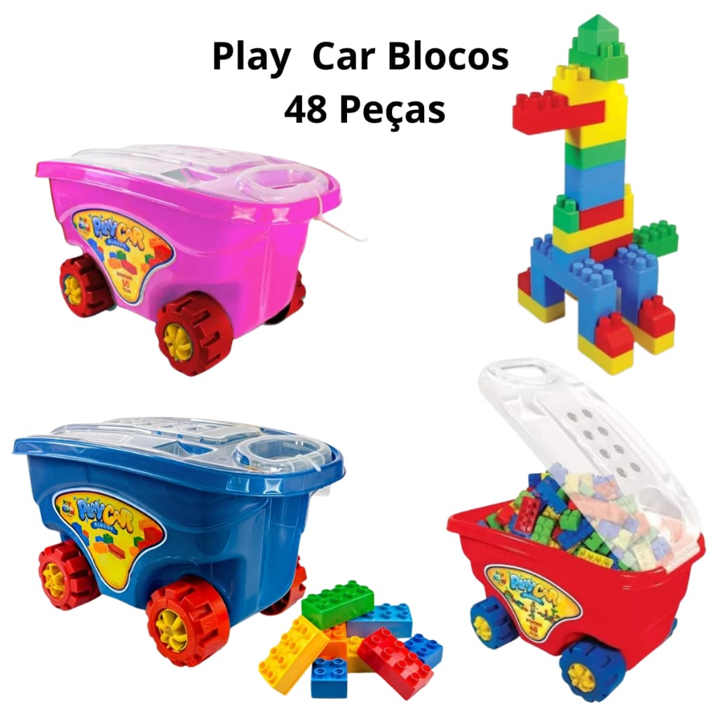 Blocos De Montar  Carrinho Carriola Brinquedo Lego Infantil Com 48 Peças - Praia