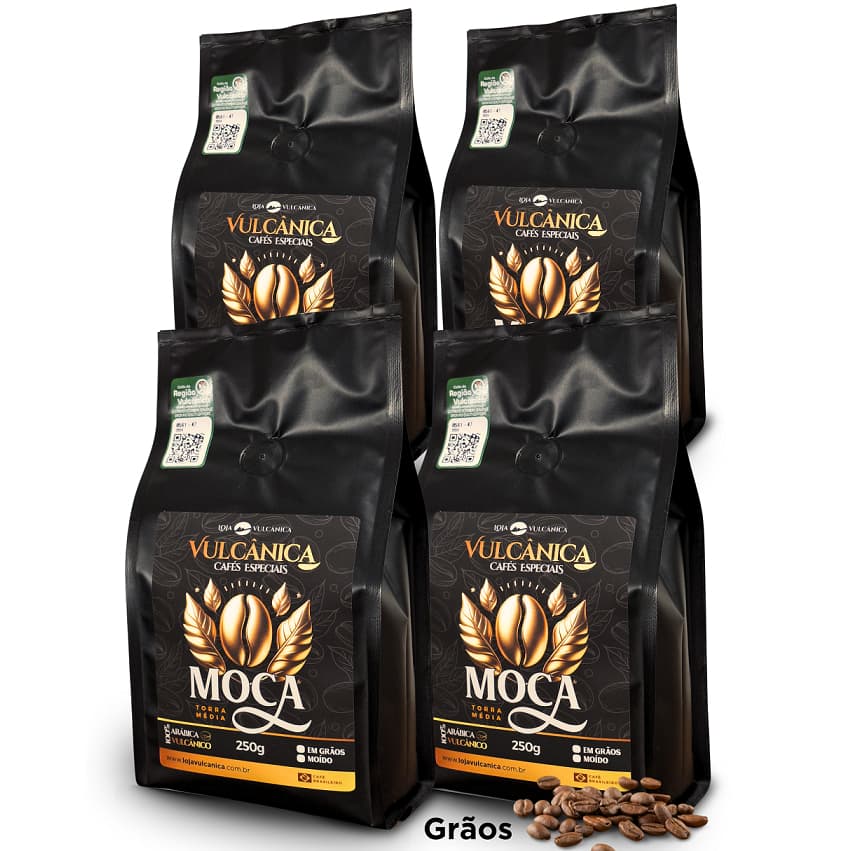 Café especial em grãos 1kg - Moca 100% Arábica Loja Vulcânica