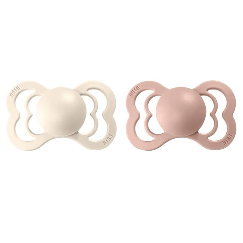 Chupetas Bibs Conjunto de 2 Chupetas Premium Cor Marfim/Blush | Tamanho 6-18 Meses