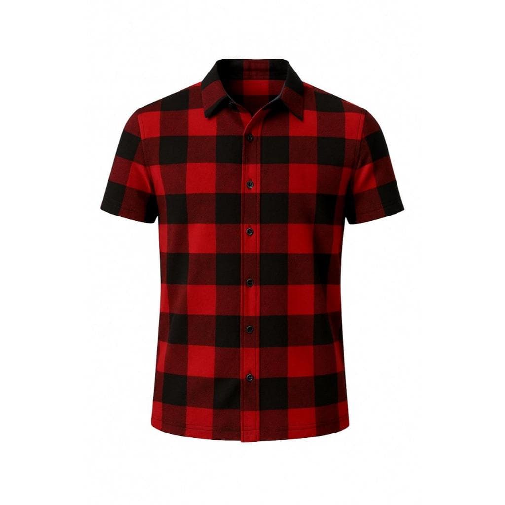Camisa Masculina Xadrez Manga Curta Slim Fit Botões Social Festa Junina