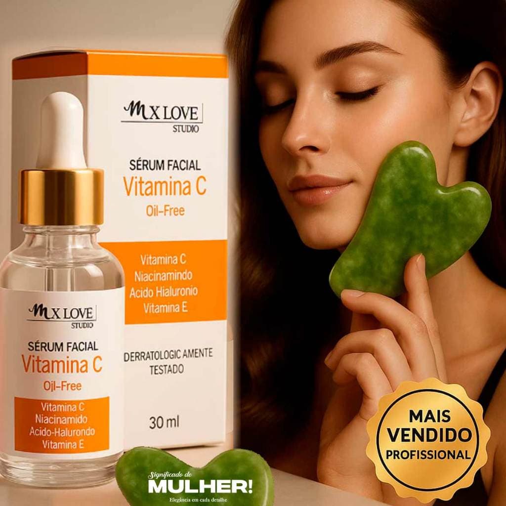 Serum Facial Vitamina C  Gua Sha Medicina Chinesa Anti Idade Ácido Hialurônico
