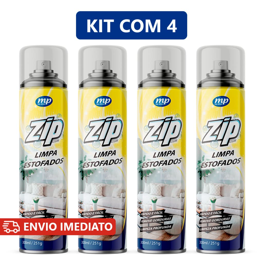 Kit C/4 Limpa Estofados Spray Zip 300ml My Place Carro e Sofá