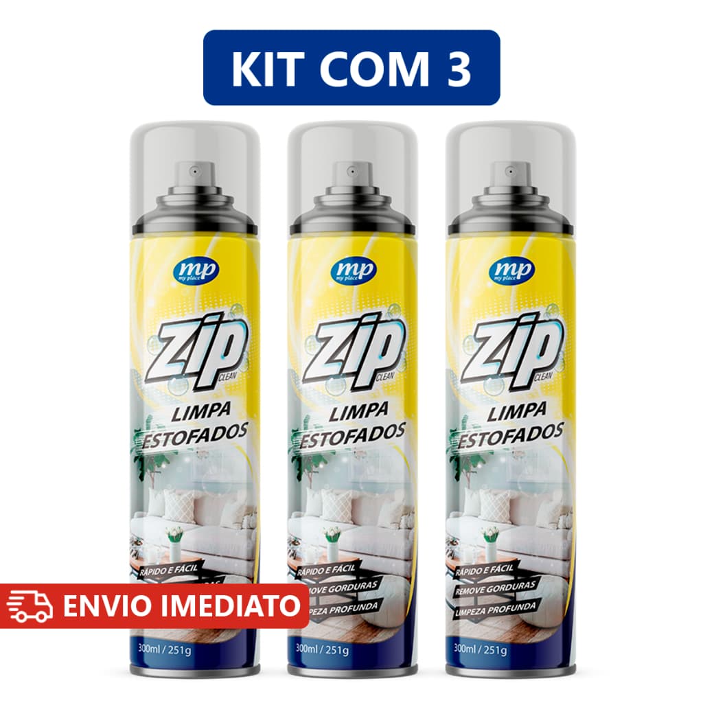 Kit C/3 Limpa Estofados Spray Zip 300ml My Place Carro e Sofá
