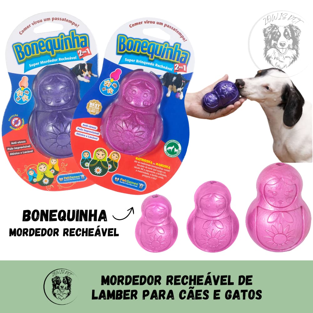 Brinquedo Recheável para Cachorro Bonequinha Rosa Roxo Lilás Brinquedo Interativo P M G - Pet Games