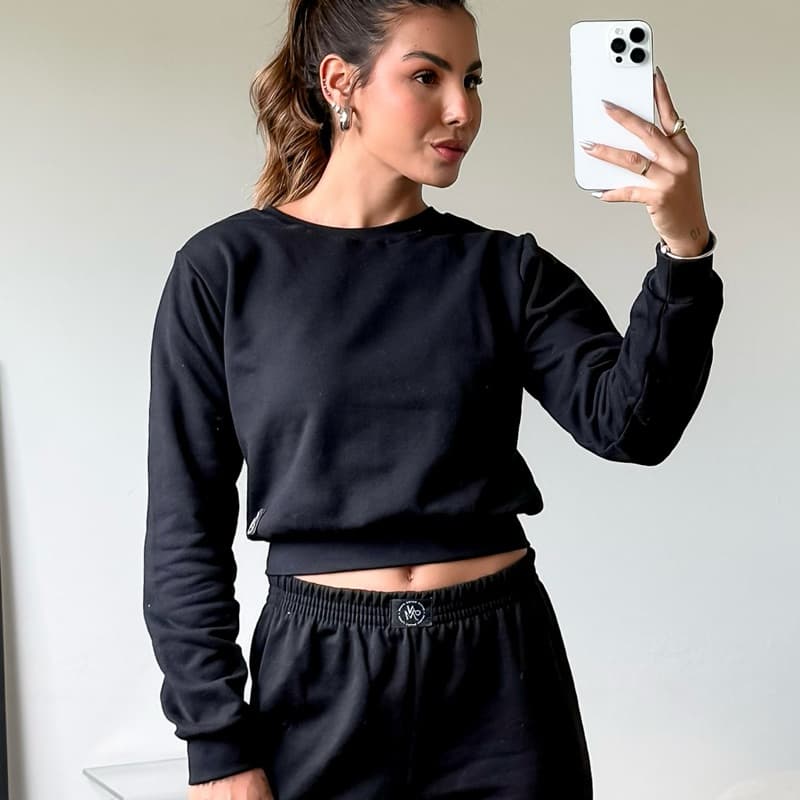 Cropped Moletom feminino Manga longa blusa de moletom feminina casaco feminino conjunto feminino