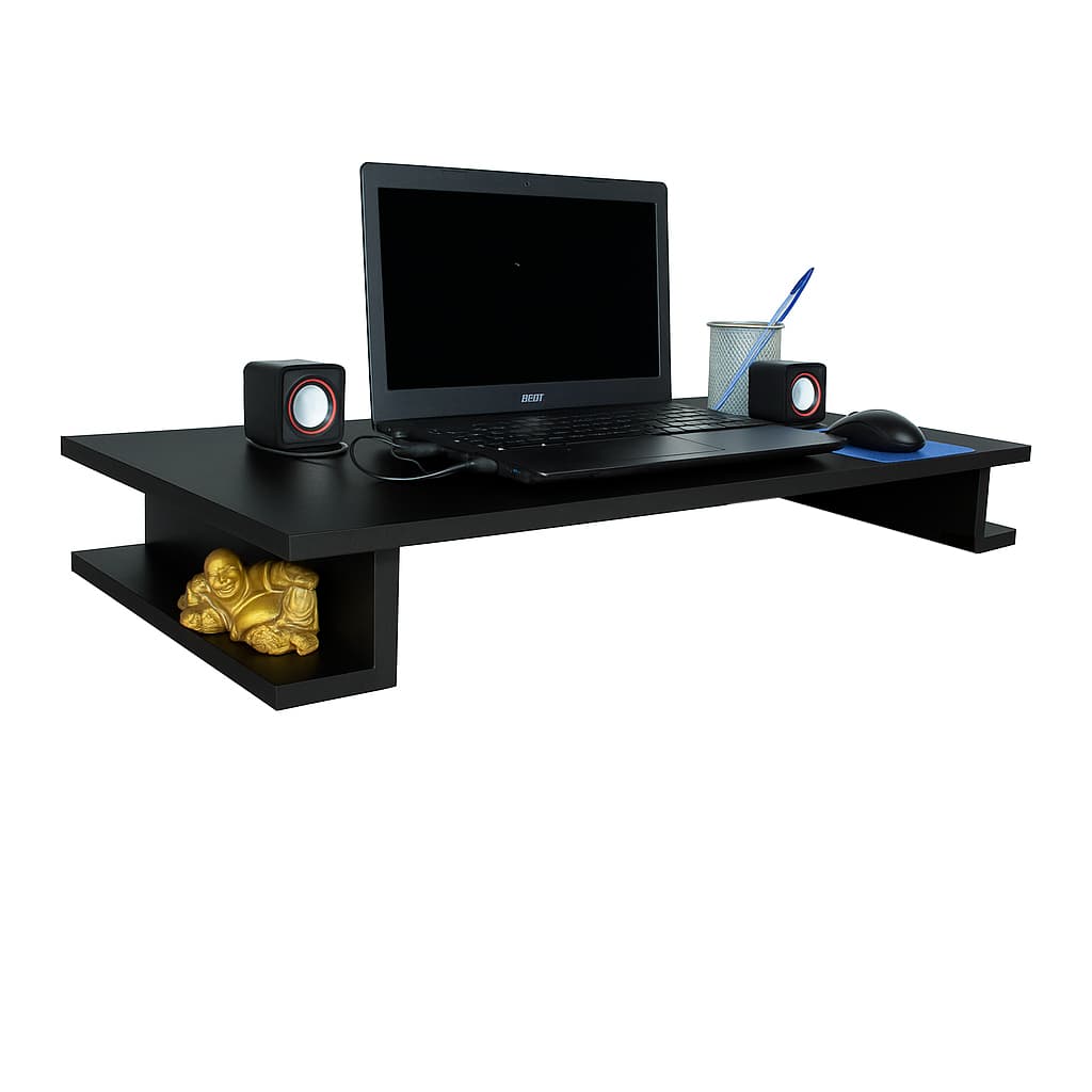 Mesa Escrivaninha Suspensa Gamer Para Computador Notebook MDF Preto 90cm