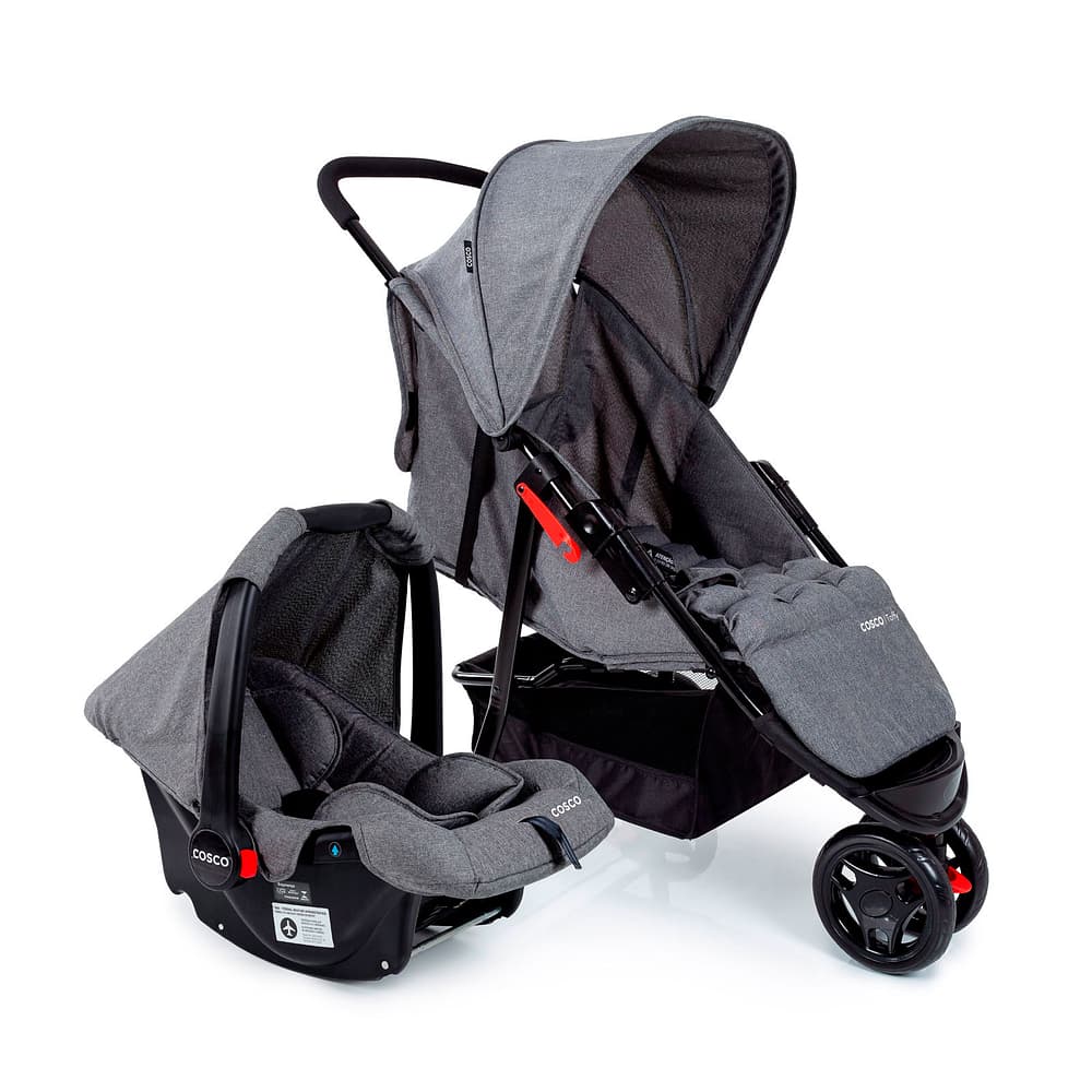 Carrinho de Bebê com Bebê Conforto Toffy TS DUO Cinza Cosco Kids
