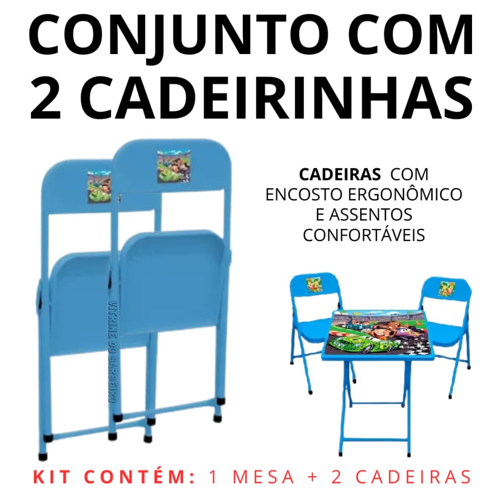 Kit Infantil Mesinha Com 2 Cadeiras Desenho Diversão Pintura
