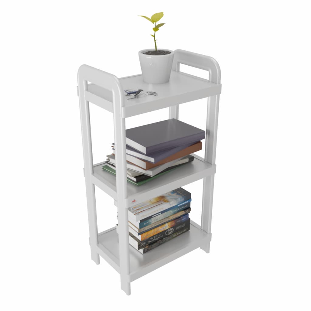 Estante com 3 Prateleira Organizadora de Plástico Modular Multiuso para Cozinha e Quarto cor Branco