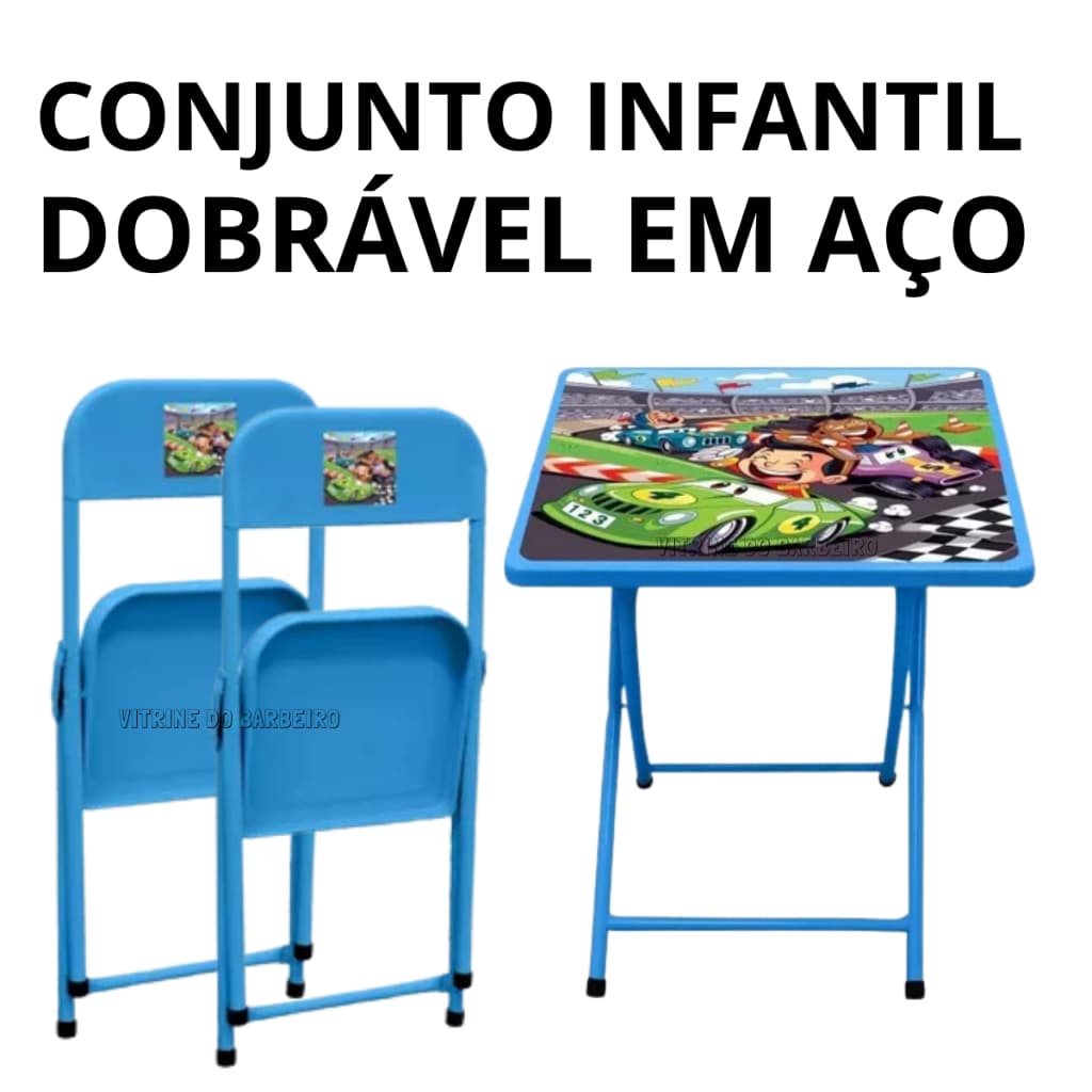Mesinha 2 Cadeiras Dobráveis Kit Para Crianças Brincadeiras!