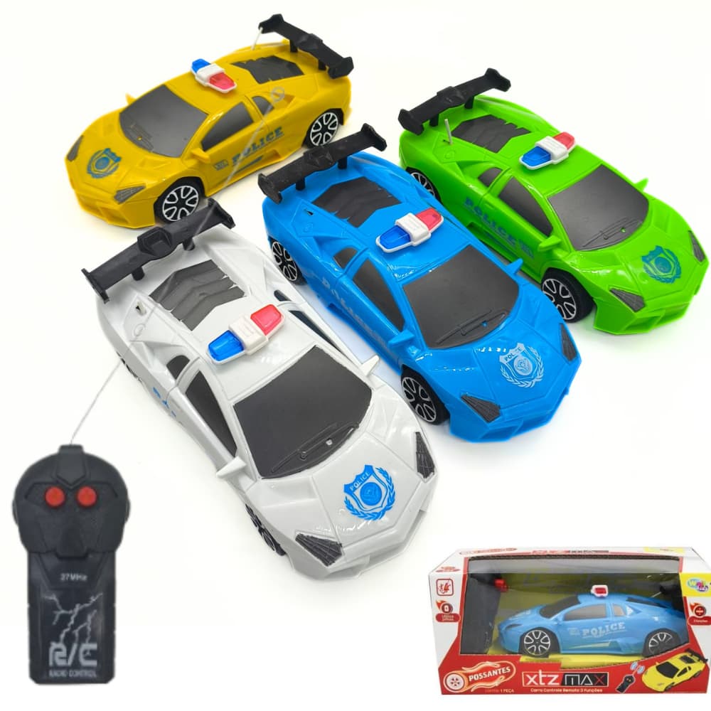 Brinquedo Carro Carrinho  Policia XTZ Controle Remoto 3 Funções- WellKids