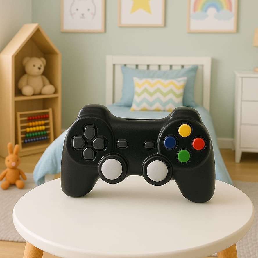 COFRINHO controle de video game playstation decoração de quarto de criança