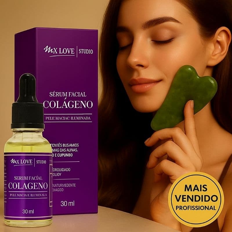 Serum Facial Colágeno Profissional + Gua Sha Medicina Chinesa Anti Idade Ruga SkinCare Cuidado