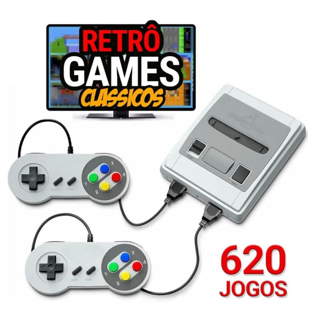 Video Game Minigame Stick Classic Super Nintendo Com 2 Controles 8 Bits 620 Jogos 4k Retro