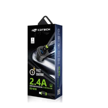 Carregador Veicular 2 USB com Cabo MICRO-USB 2.4A C3 TECH UCV-M240BK