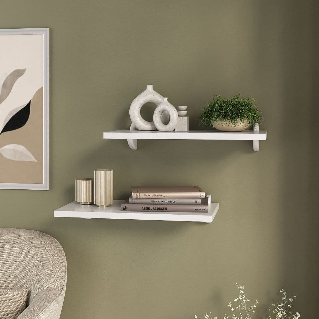Kit 2 Prateleiras lisa 40x20cm Suporte Mdf Branco De Parede Livro Organizadora Cozinha Quarto