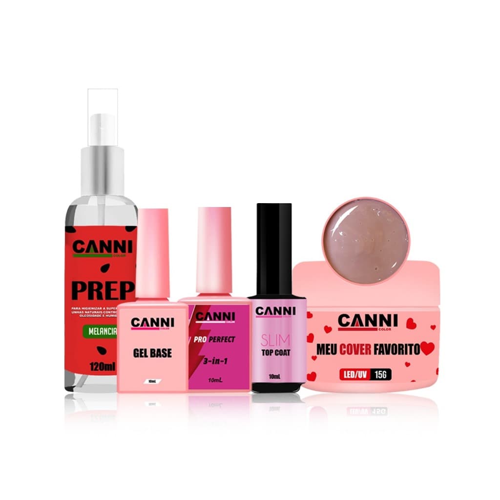 kit iniciante manicure unhas gel canni color completo cover favorito