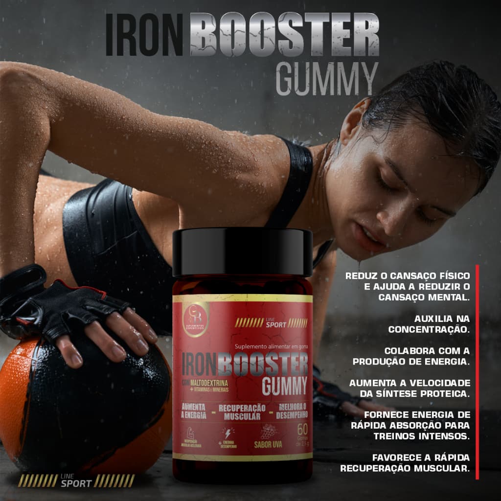 Iron Booster Gummy | Suplemento com Ferro, Vitaminas e Minerais | 60 Gomas GB Suplementos Esportivos