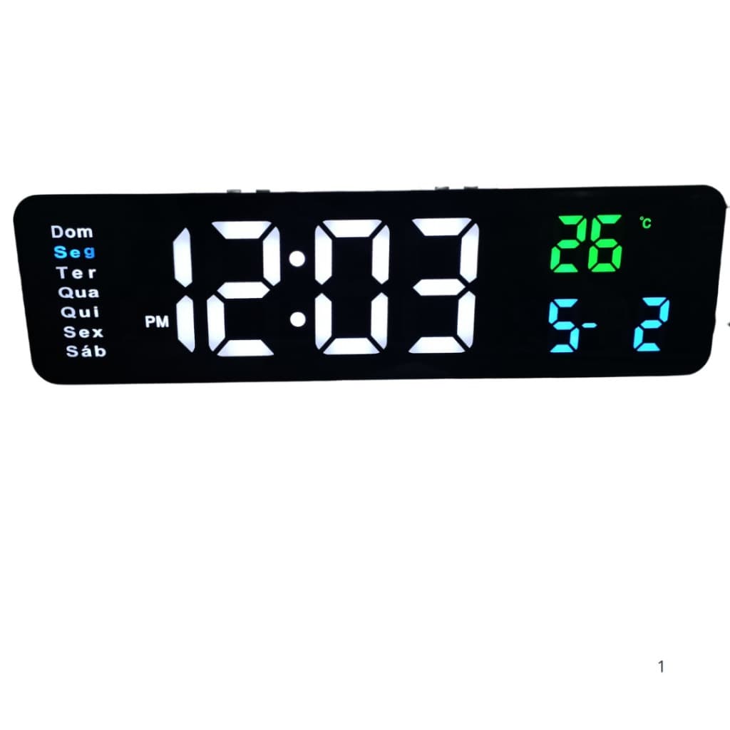 Relógio De Parede Led Digital Termômetro Recepção Grande 40cm Termômetro Data LE-2166