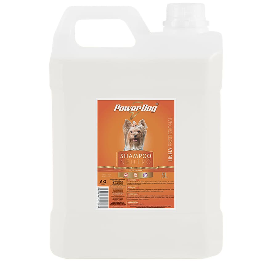 Shampoo Neutro Para Cães PowerDog Banho e Tosa Pet Shop 5L