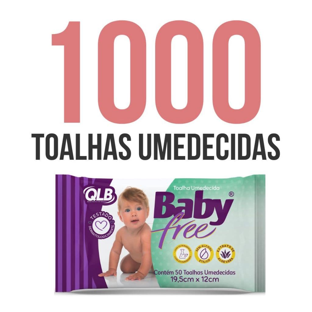 Caixa Com 20 Lenços/Toalhas Umedecidas Baby Free C/50