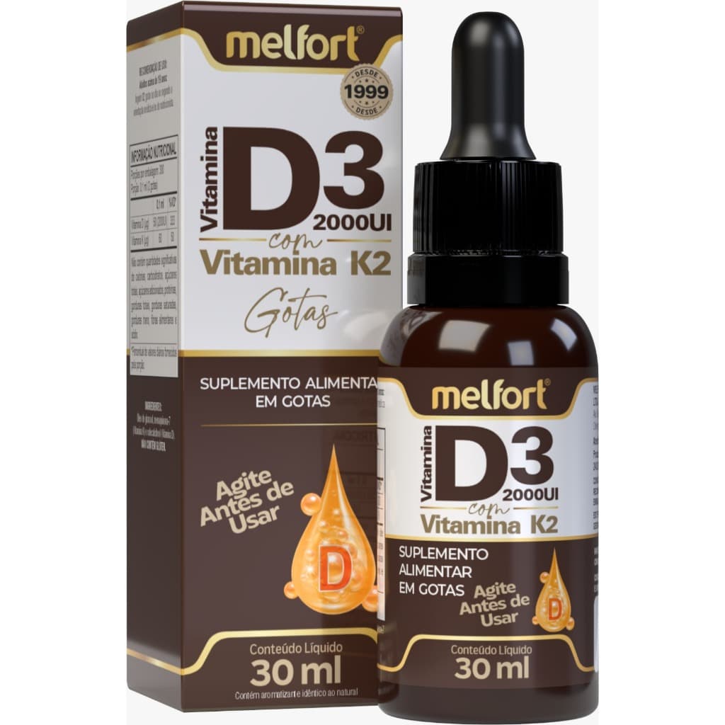 VITAMINA D3 + K2 EM GOTAS MELFORT 30ML