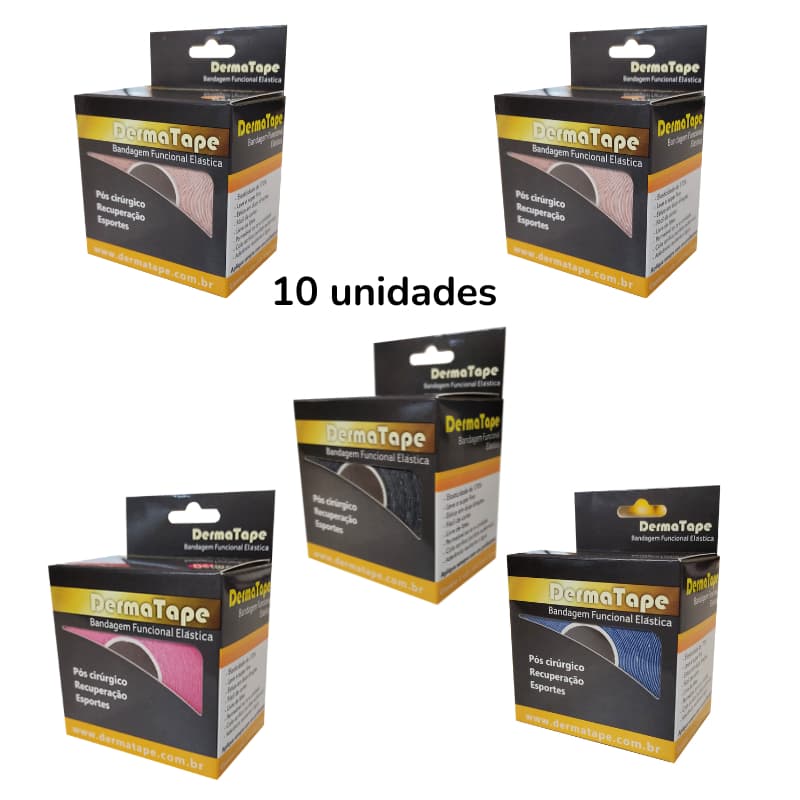 KIT Fitas Kinésio Bandagem Funcional Elástica 5cm x 5mt Dermatape (Enviar Cores Via Chat)