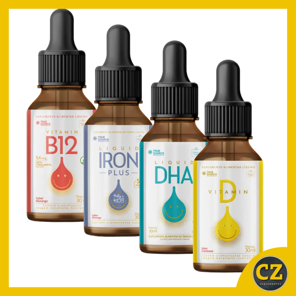 Kit Infantil Dha + Iron Plus + Vitamina D + B12 - True Source