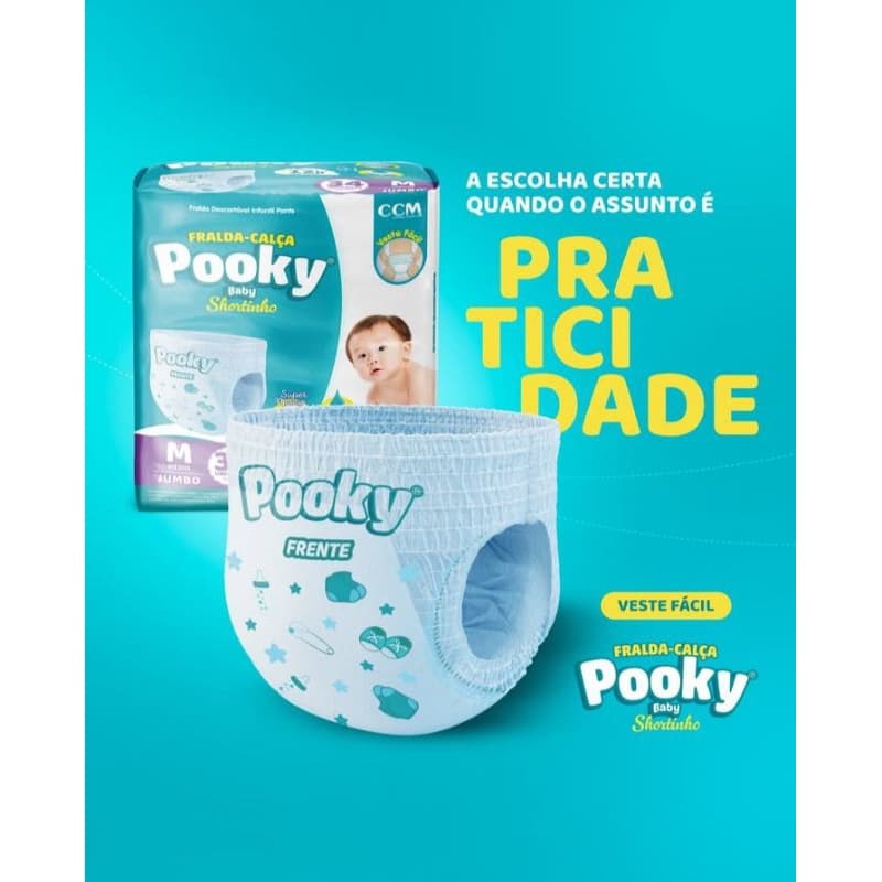 Fralda Descartável Tipo Calça Pooky Shortinho G com 60 Unidades | Conforto, Antivazamento e Fácil de Vestir promoção