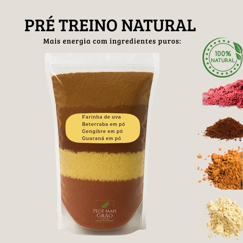 Mix Energético Natural em Pó | Guaraná, Gengibre, Beterraba e Uva | Vegano | 500g