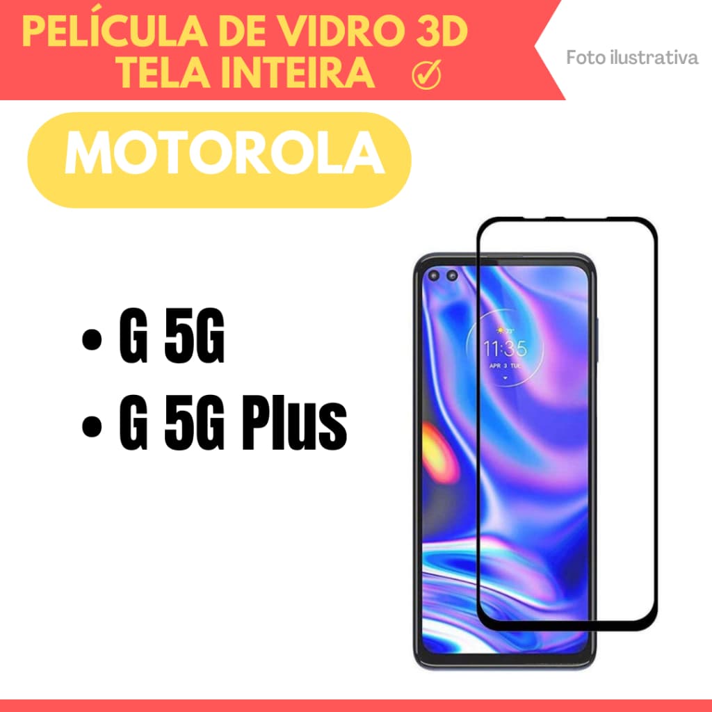 Película de vidro 3D Motorola Moto G 5G / Moto G 5G Plus / Película Protetor de Tela.