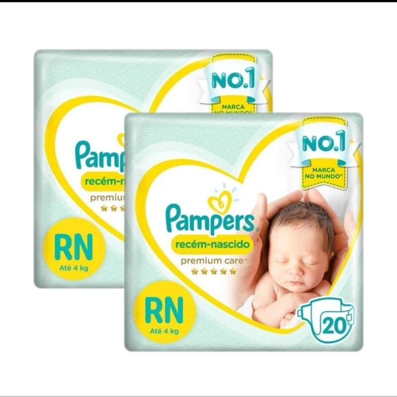 Dois Pacote de Fralda Pampers Recém-Nascido Premium Care RN 40 Unidades
