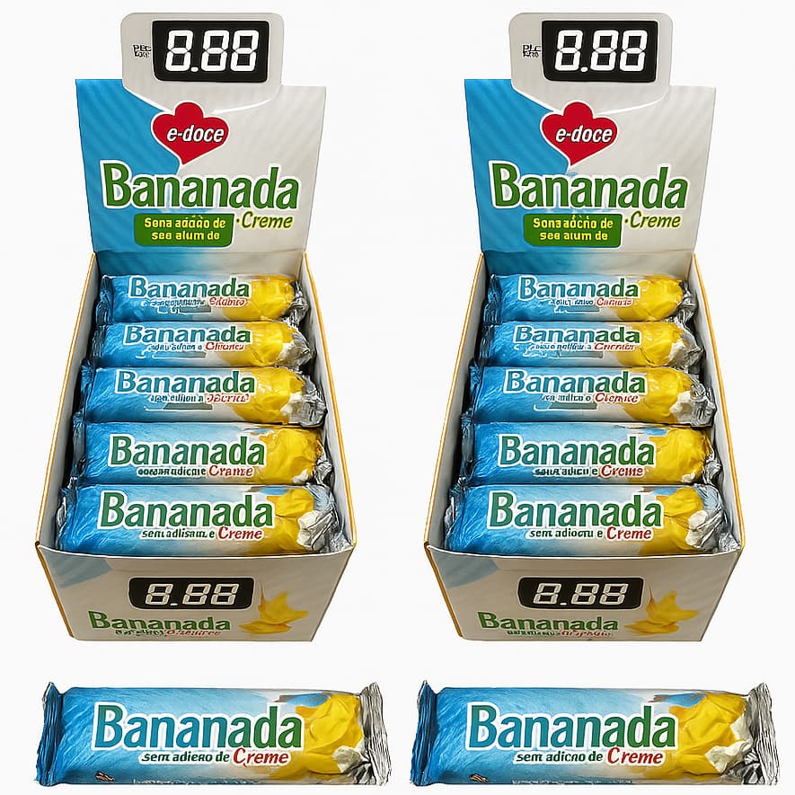 Bananada Zero Açúcar 2 Caixas 48un Diet Sem Glúten Doce Banana Saudável Artesanal Fit