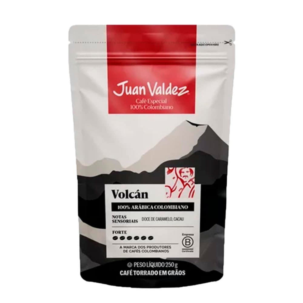 Café em Grãos Premium Colombiano Juan Valdez Volcán de 250g Café Importado Arábica Blend Premium