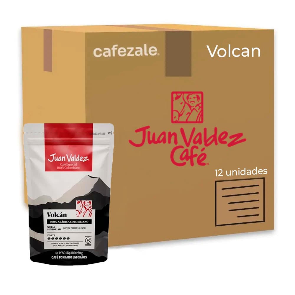 Café em Grãos Importado Colombiano Juan Valdez Volcán Kit 12 de 250g Café Blend Arábica Premium